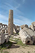 Selinunte the temple hill. Temple ruins crushed to the ground, like a fantastic work of art 